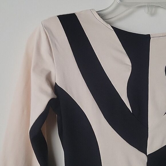 Motel Rocks XS Bodycon Mini Dress ColorBlock Sexy Club Black Abstract Feminine - Picture 4 of 11